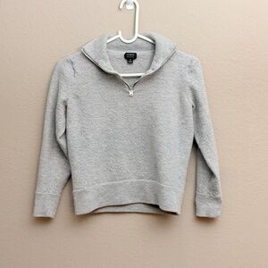Vintage J Crew Kids Y2K Gray Merino Wool Half Zip Pullover Sz M Back To School